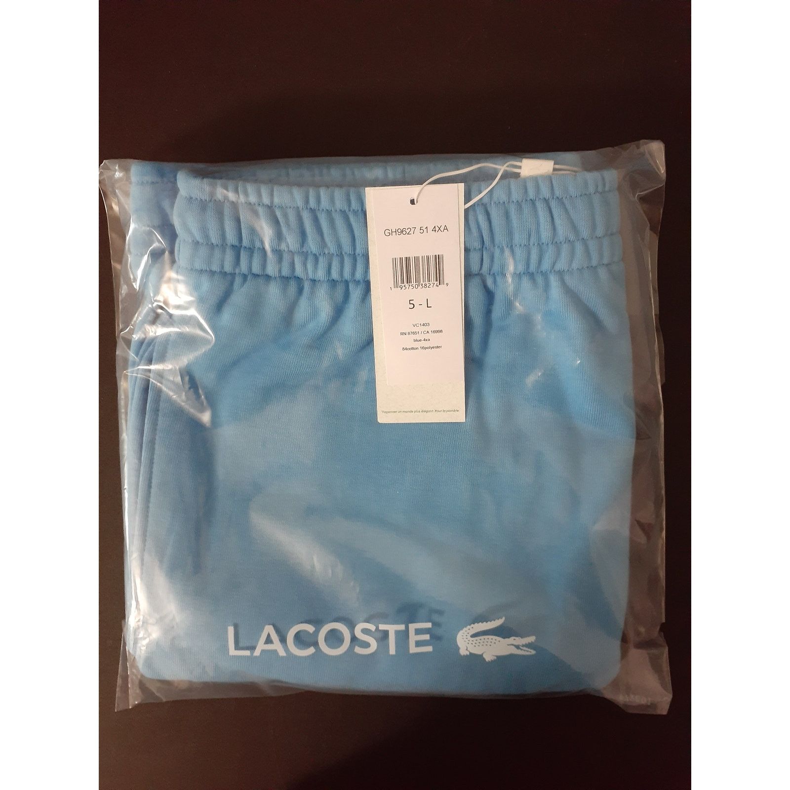 Lacoste Lacoste Mens Regular Fit Organic Cotton Fleece Shorts L Blue Size US 32 / EU 48 - 2 Thumbnail