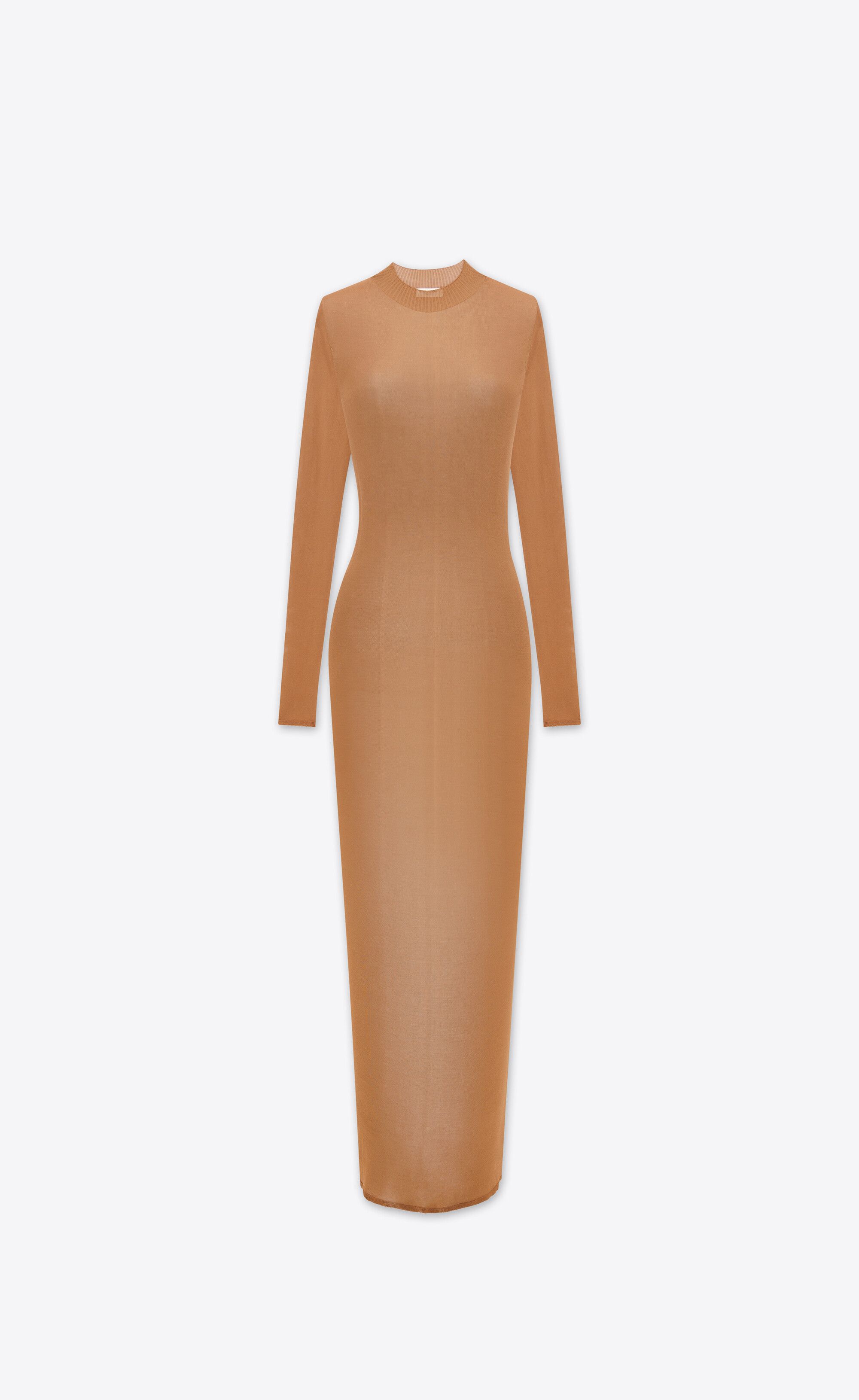 Saint Laurent Paris o1s1wg110924 Long Dress in Knit in Brown Size L / US 10 / IT 46 - 1 Thumbnail