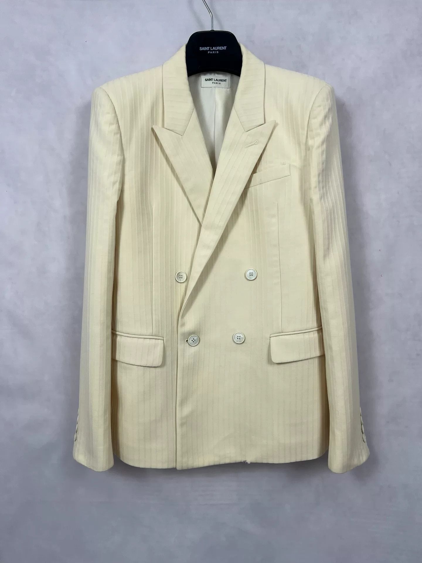 Saint Laurent Paris Saint Laurent Beige Striped Suit Set Size US M / EU 48-50 / 2 - 1 Thumbnail