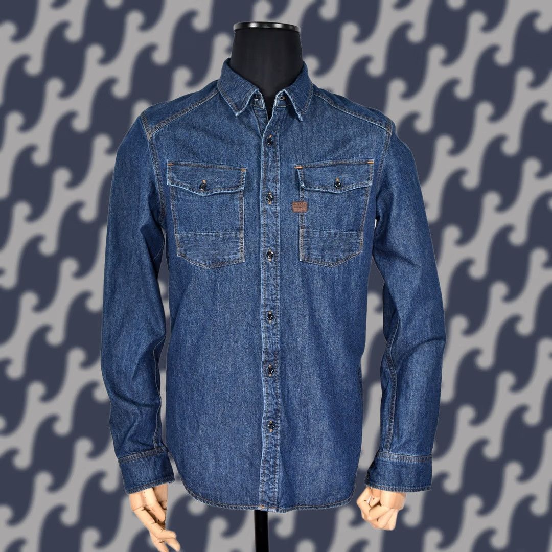 G-Star G-Star Coban Shirt Denim Button-Up Long Sleeve Collared 100% Cotton Blue L Mens Size US L / EU 52-54 / 3 - 1 Thumbnail