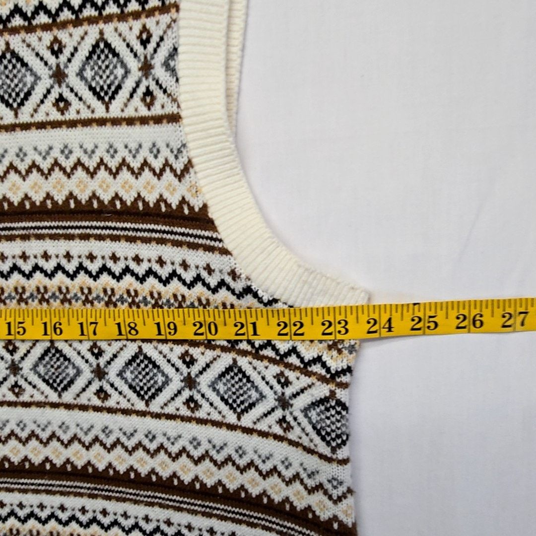 Vintage Vintage Southern Lady Vest Fair Isle Pattern Brown Cream 1X Size L / US 10 / IT 46 - 9 Thumbnail
