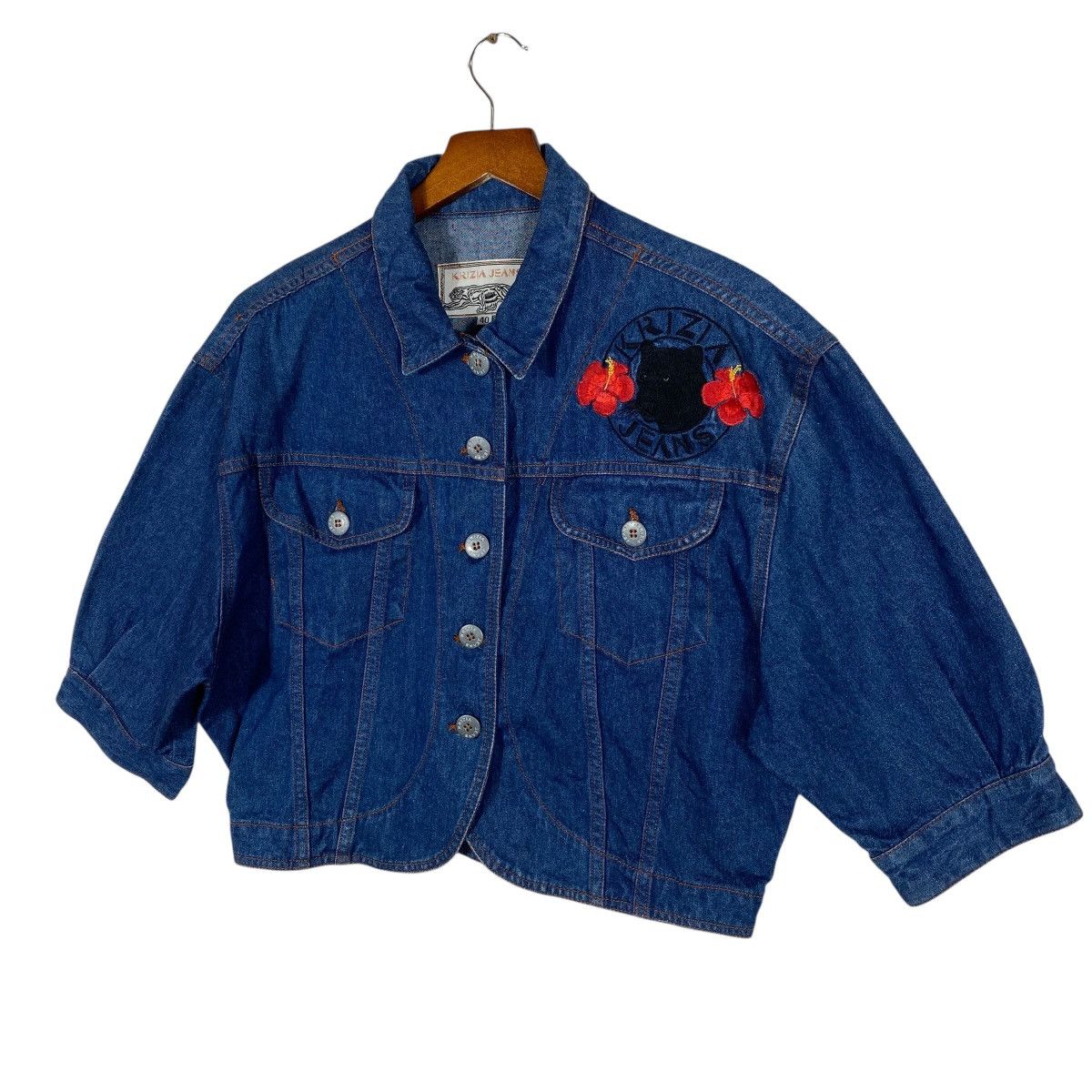 Krizia Vintage Krizia Jeans Embroidered Flowers Button Jacket Size S / US 4 / IT 40 - 2 Thumbnail
