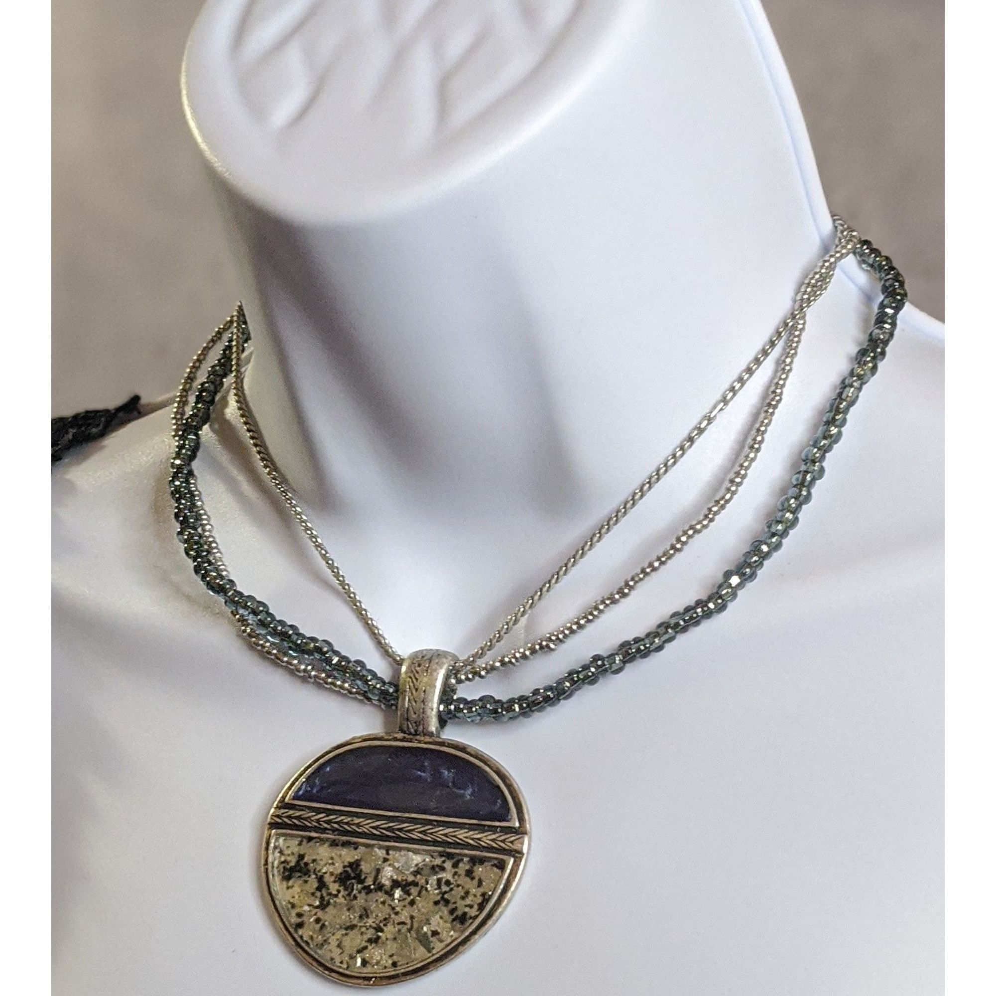 Laura Ashley Laura Ashley Abstract Blue And Silver Tone Multi-Strand Neck Size ONE SIZE - 2 Thumbnail