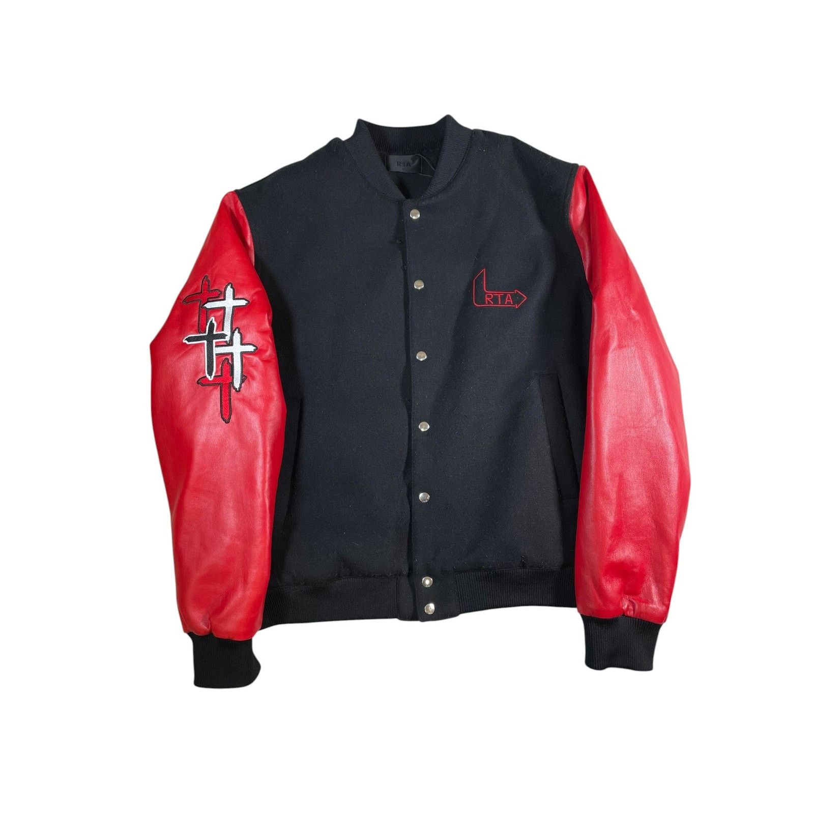 Rta RTA Flames Black & Red Varsity Jacket Size US S / EU 44-46 / 1 - 1 Thumbnail