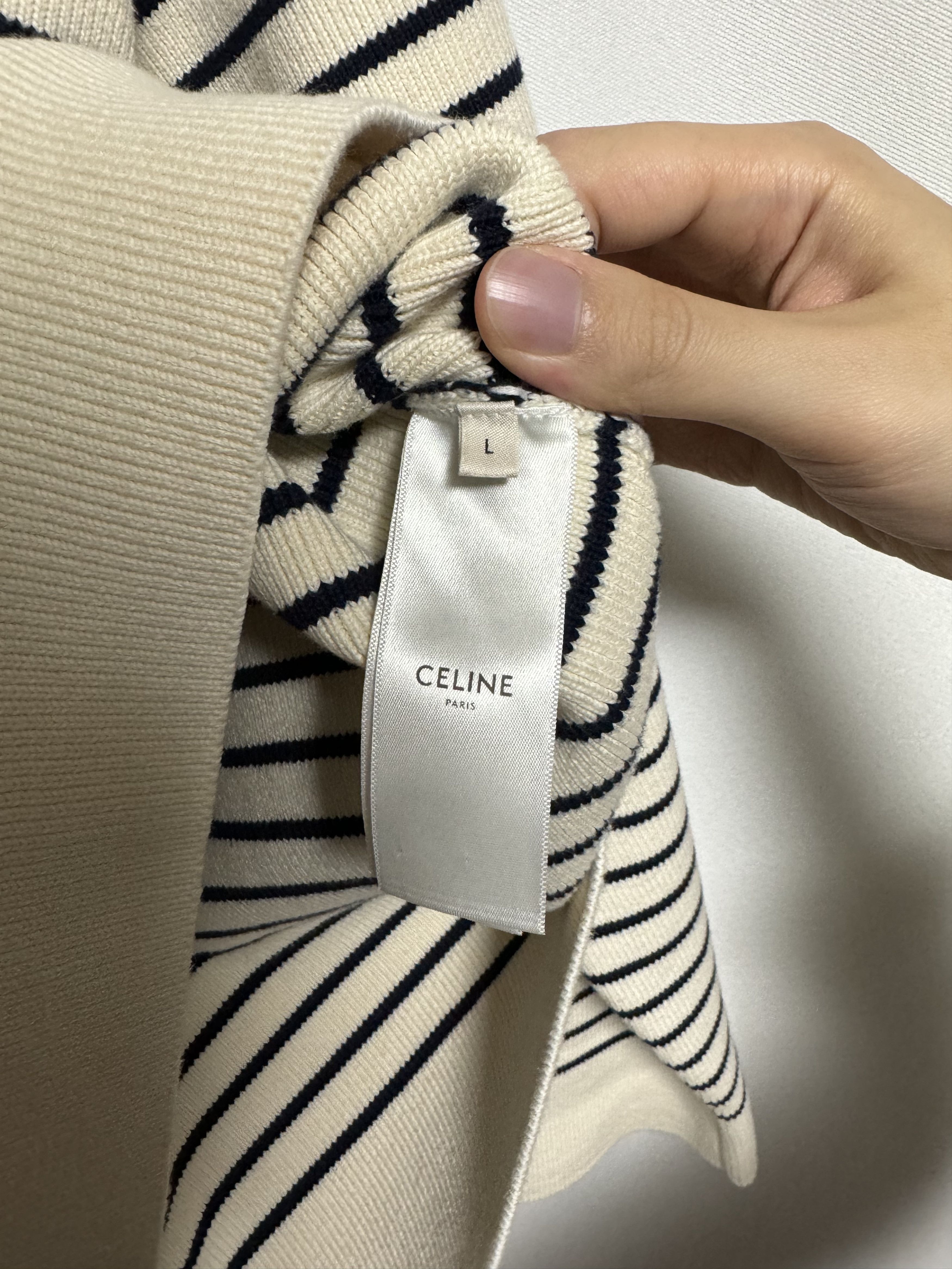 Celine SS20 Open Collar Striped Sweater Size US L / EU 52-54 / 3 - 4 Thumbnail