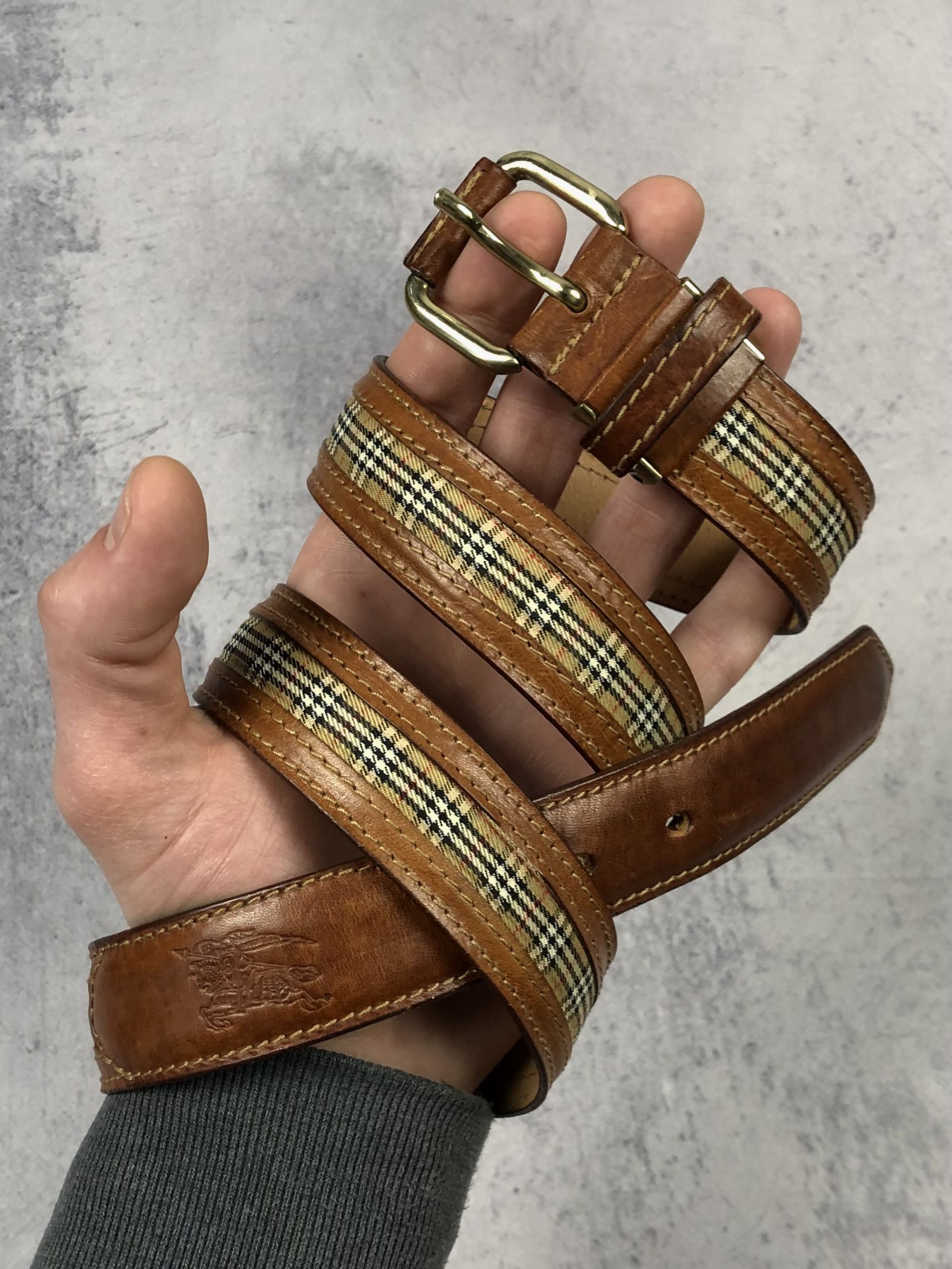 Burberry Vintage 90s Burberrys Nova Check Leather Belt Size ONE SIZE - 1 Thumbnail