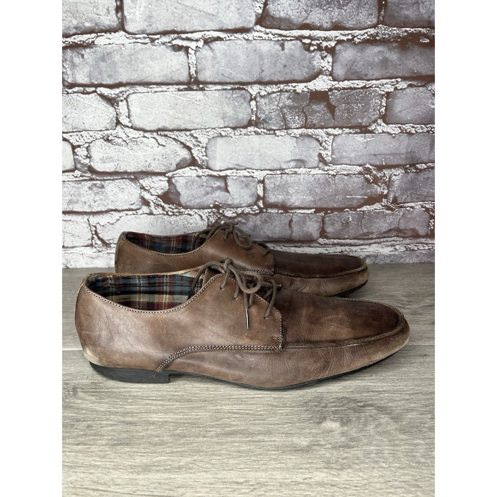 Bed Stu Bed Stu Distressed Brown Oiled Leather Lace Derby Oxfords Me Size US 10.5 / EU 43-44 - 2 Thumbnail