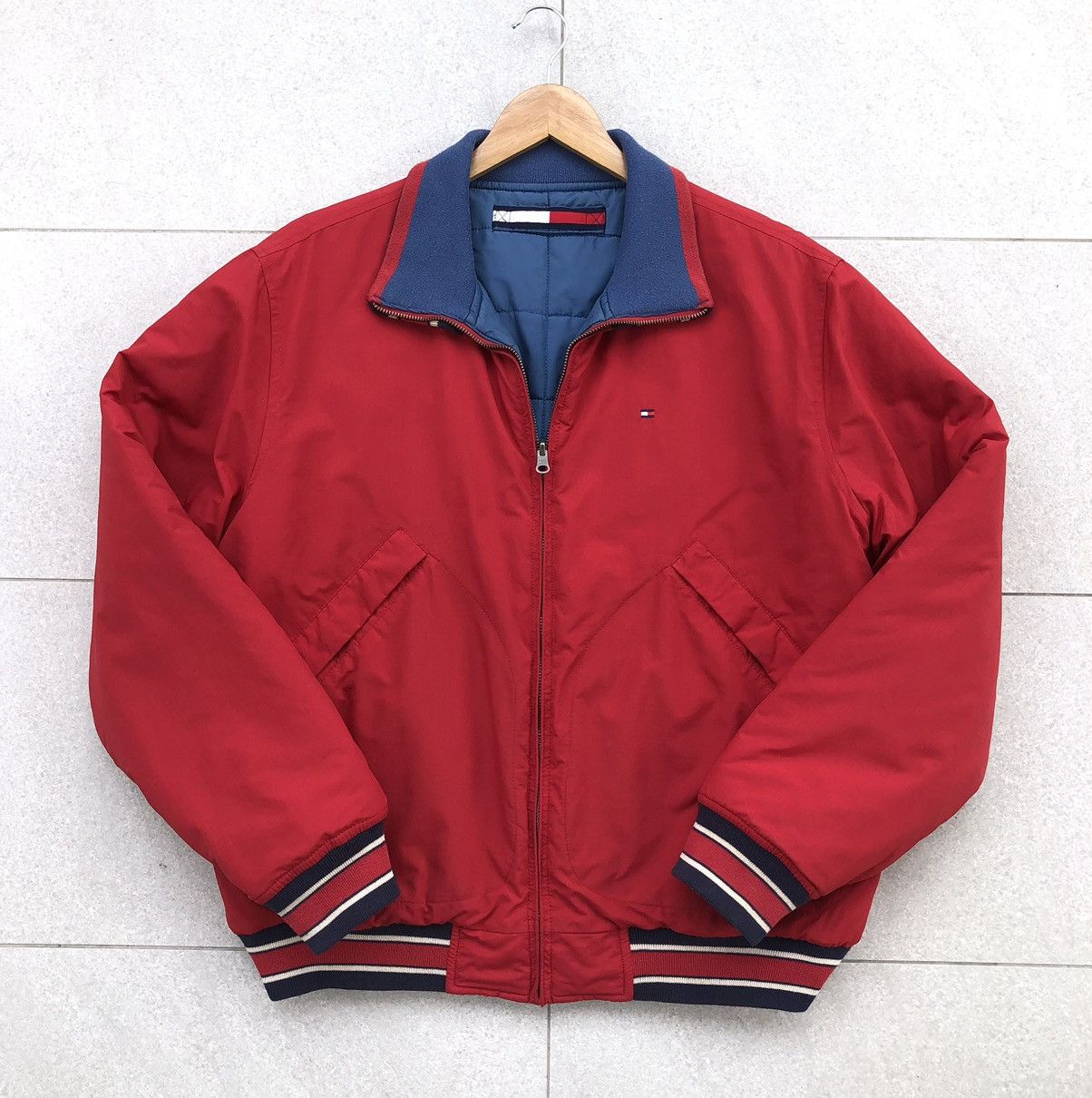Vintage Tommy Hilfiger Reversible Puffer Bomber Jacket