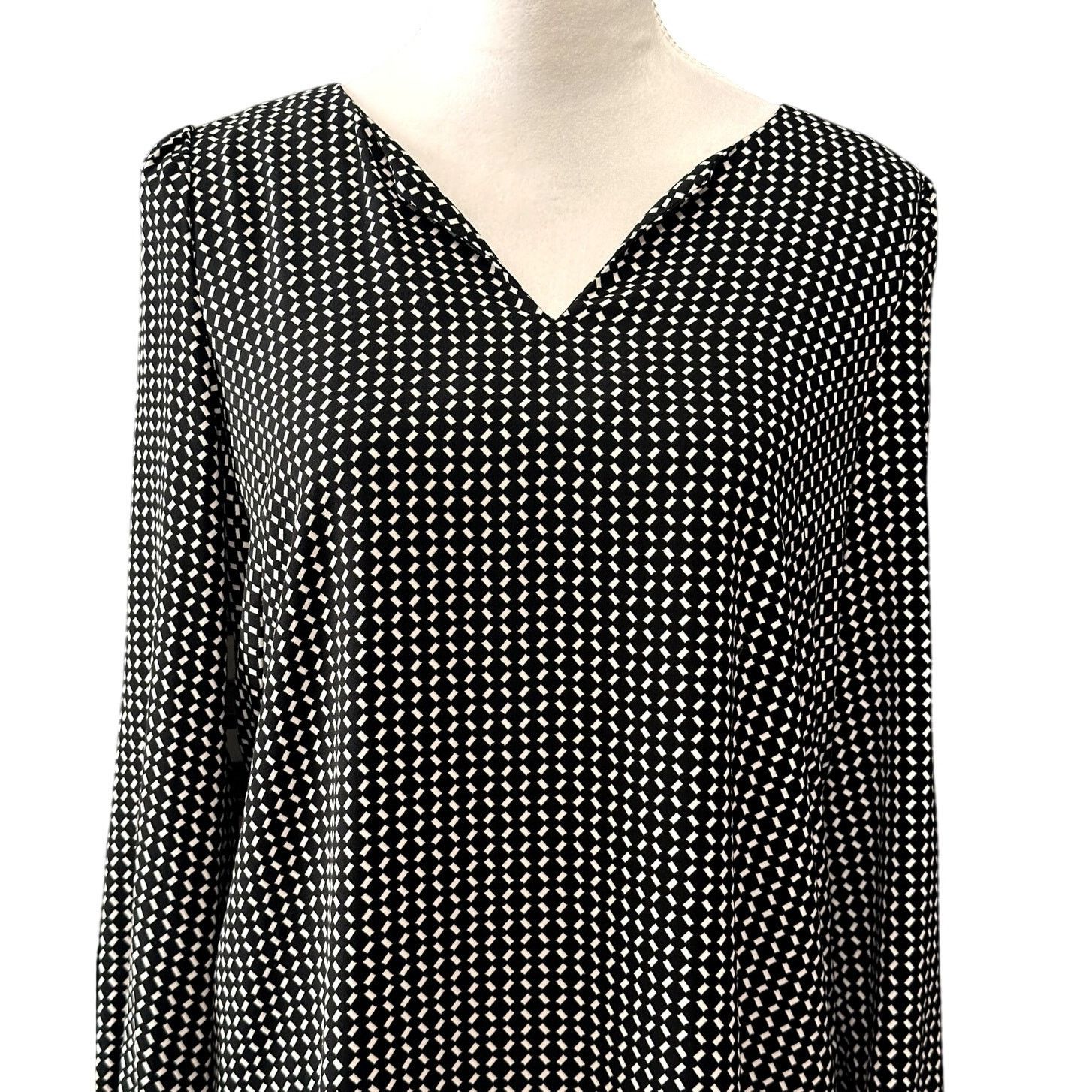 Other Lila Rose Dress Geometric V-Neck Long Sleeve Black White 6 Size M / US 6-8 / IT 42-44 - 2 Thumbnail