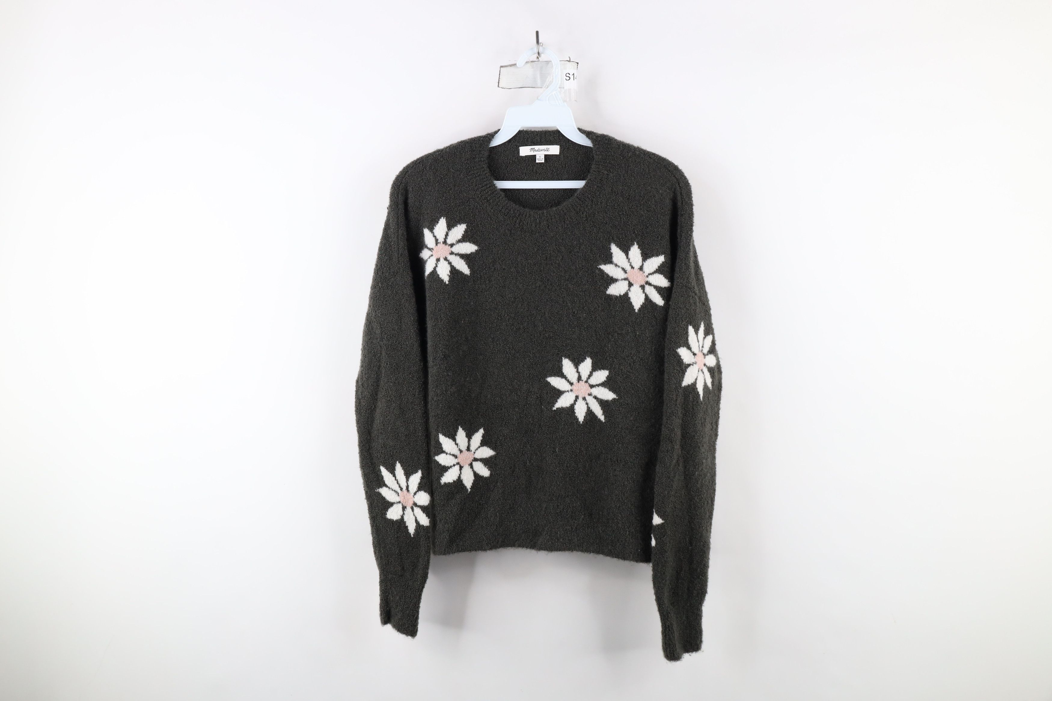 Madewell × Vintage Madewell Flower Intarsia Merino Wool Knit Sweater Green Size S / US 4 / IT 40 - 1 Thumbnail