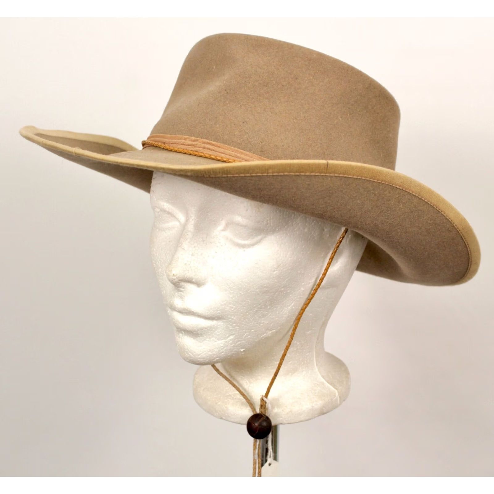 Vintage Women's Western Hat Cowboy 6 7/8 Beige Felt Brent Deluxe VTG 1950s Men’s Ladies? Size ONE SIZE - 2 Thumbnail