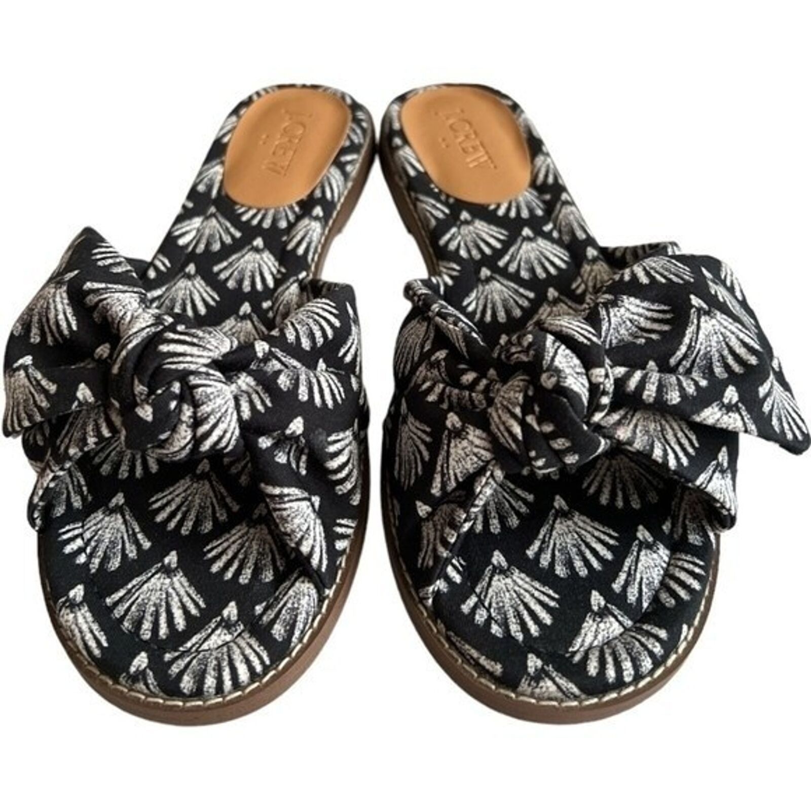 J.Crew J.Crew Black Ivory Printed Knot Slide Sandals, US9.5 Size US 9.5 / IT 39.5 - 4 Thumbnail