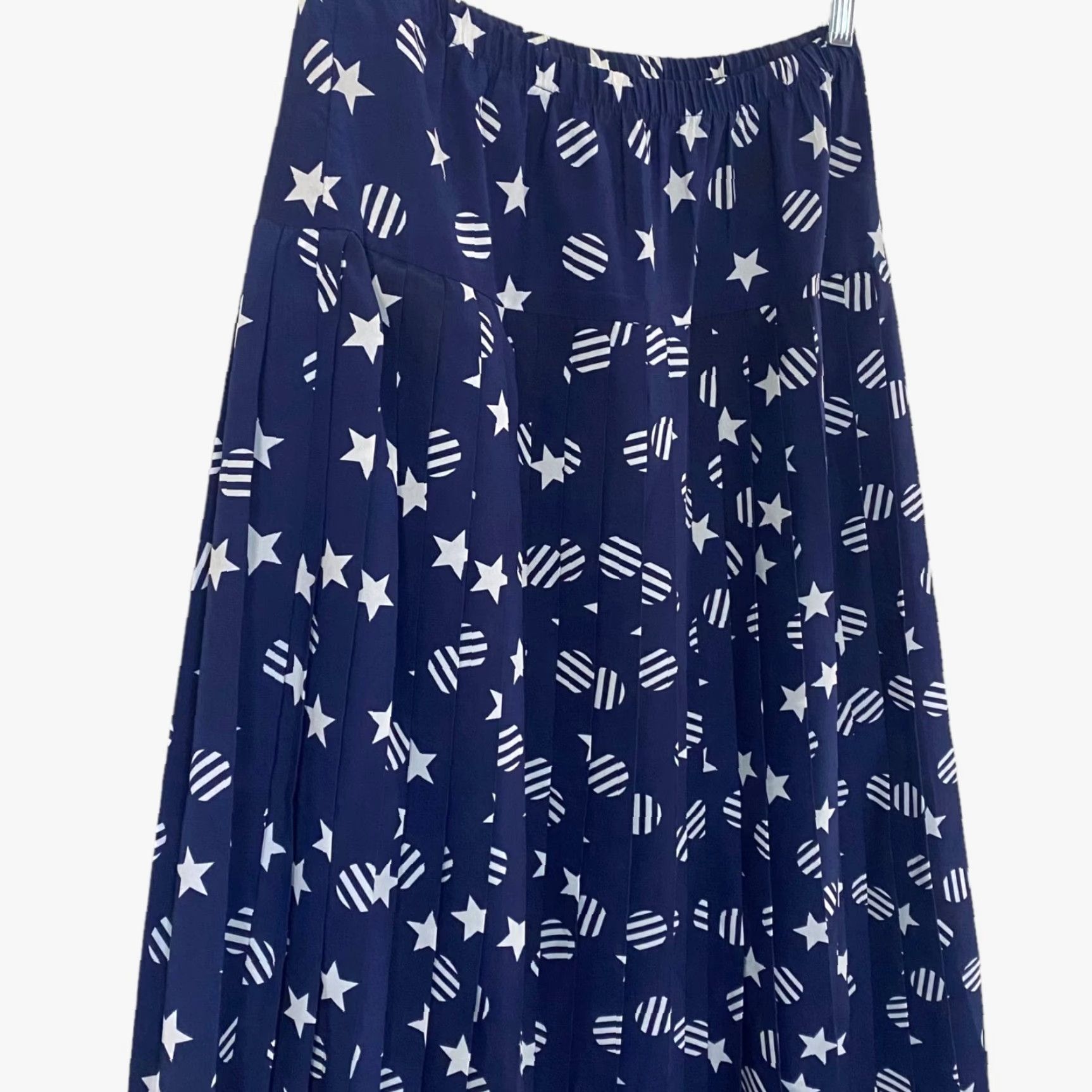 Vintage VINTAGE Castleberry High-Waisted Pleated Midi Skirt Womens 4 Blue Star Print USA Size 27" / US 4 / IT 40 - 4 Thumbnail