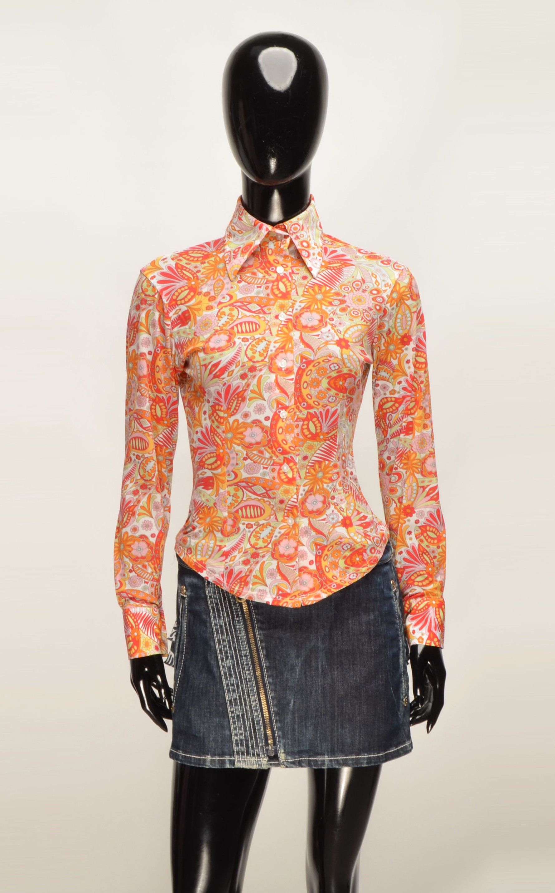 Vintage Vintage Naracamice Y2K Italian Mesh Psychedelic Floral Shirt Size S / US 4 / IT 40 - 1 Thumbnail