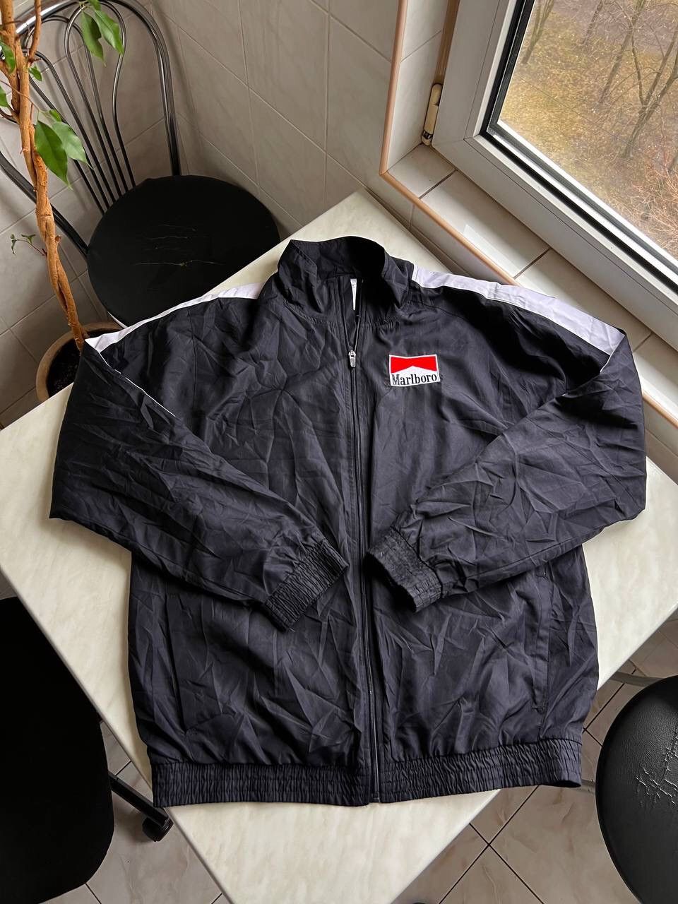 Marlboro Racing Jacket Windbreaker Black Zip Russell Man's