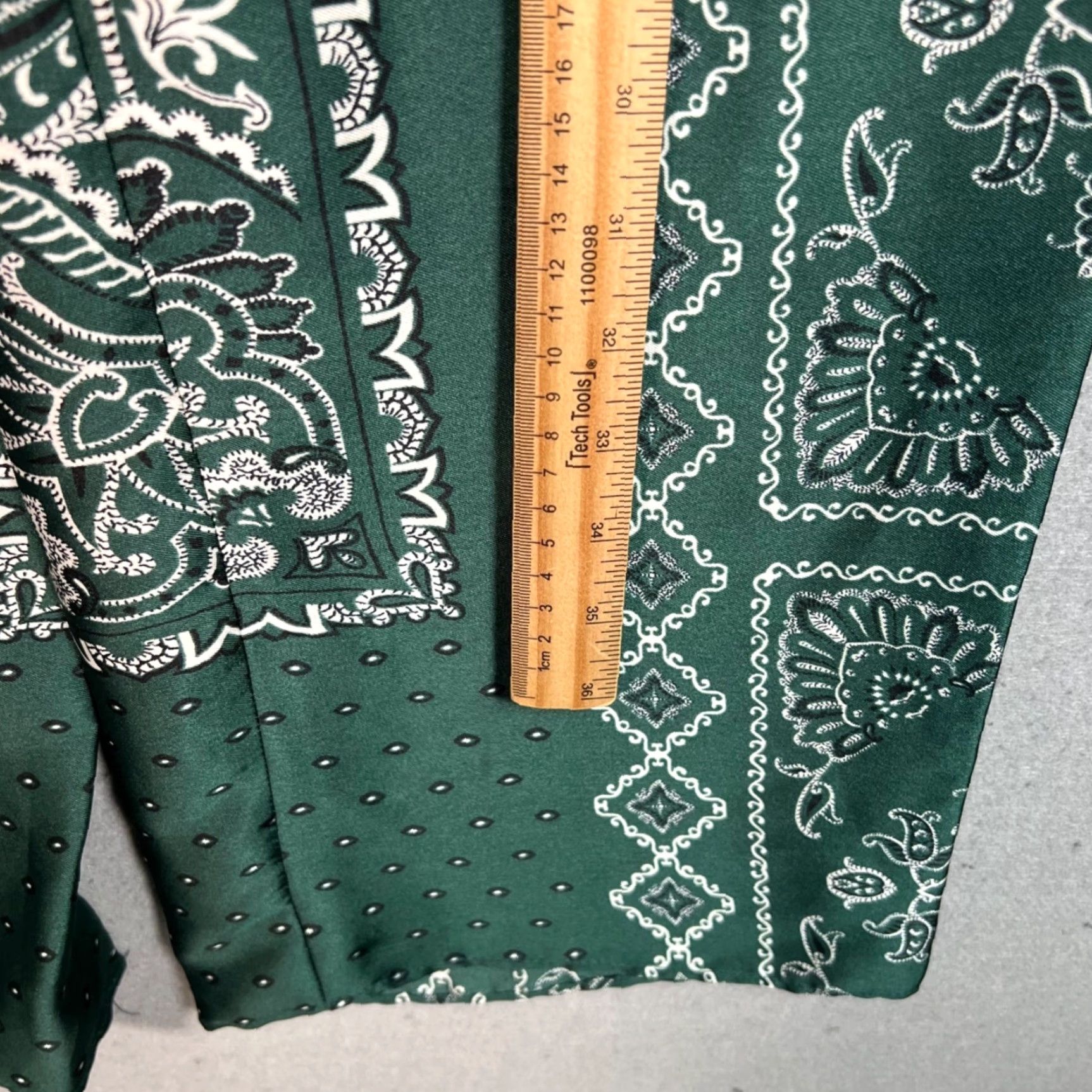 Zara Zara Pants Women's Small Green Paisley Wide-Leg Polyester Blend Vintage No Size 28" / US 6 / IT 42 - 7 Thumbnail