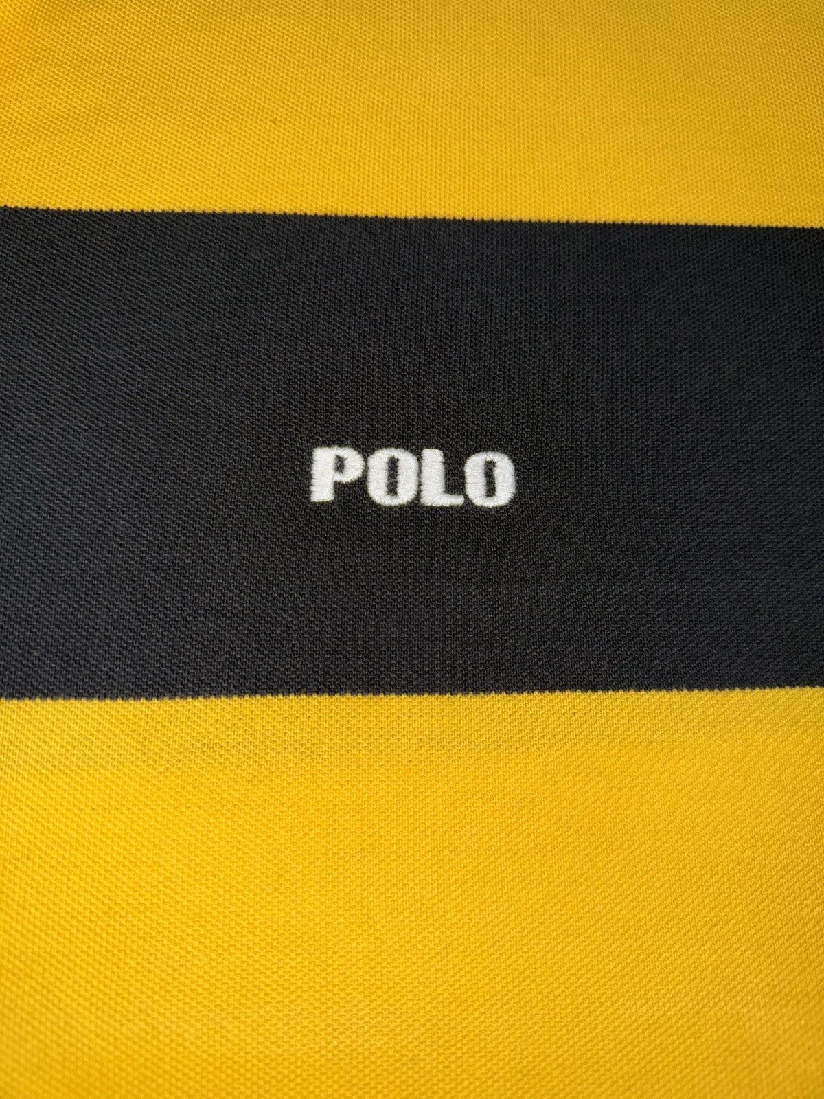 Polo Ralph Lauren Vintage Polo Sport Collarless Rugby Yellow & Black Striped Size US L / EU 52-54 / 3 - 3 Thumbnail