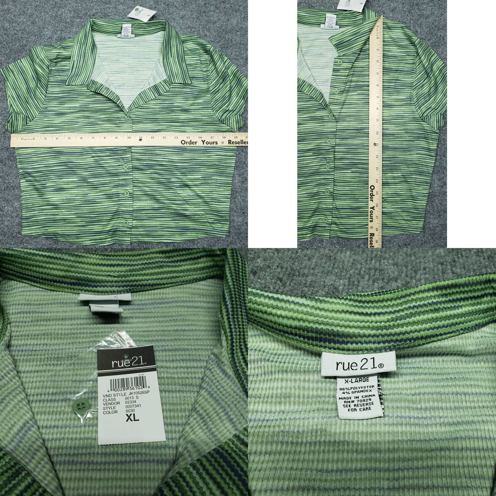 Vintage Rue21 Shirt Top Womens XL Green Space Dye Stretch Button Up Collared New Size XL / US 12-14 / IT 48-50 - 8 Thumbnail