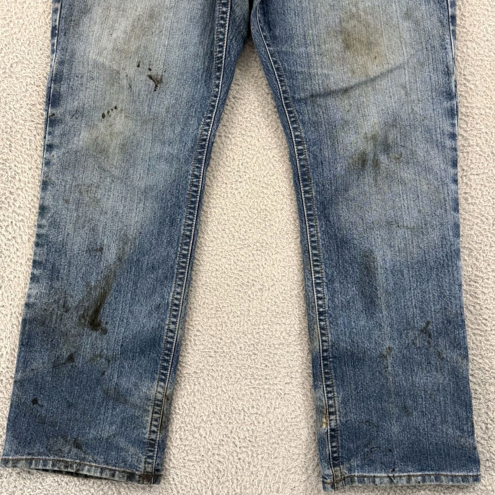 Ariat Ariat Jeans Mens 38x32 Blue Bootcut Low Rise Stretch Denim 5-Pocket Distressed Size US 38 / EU 54 - 2 Thumbnail