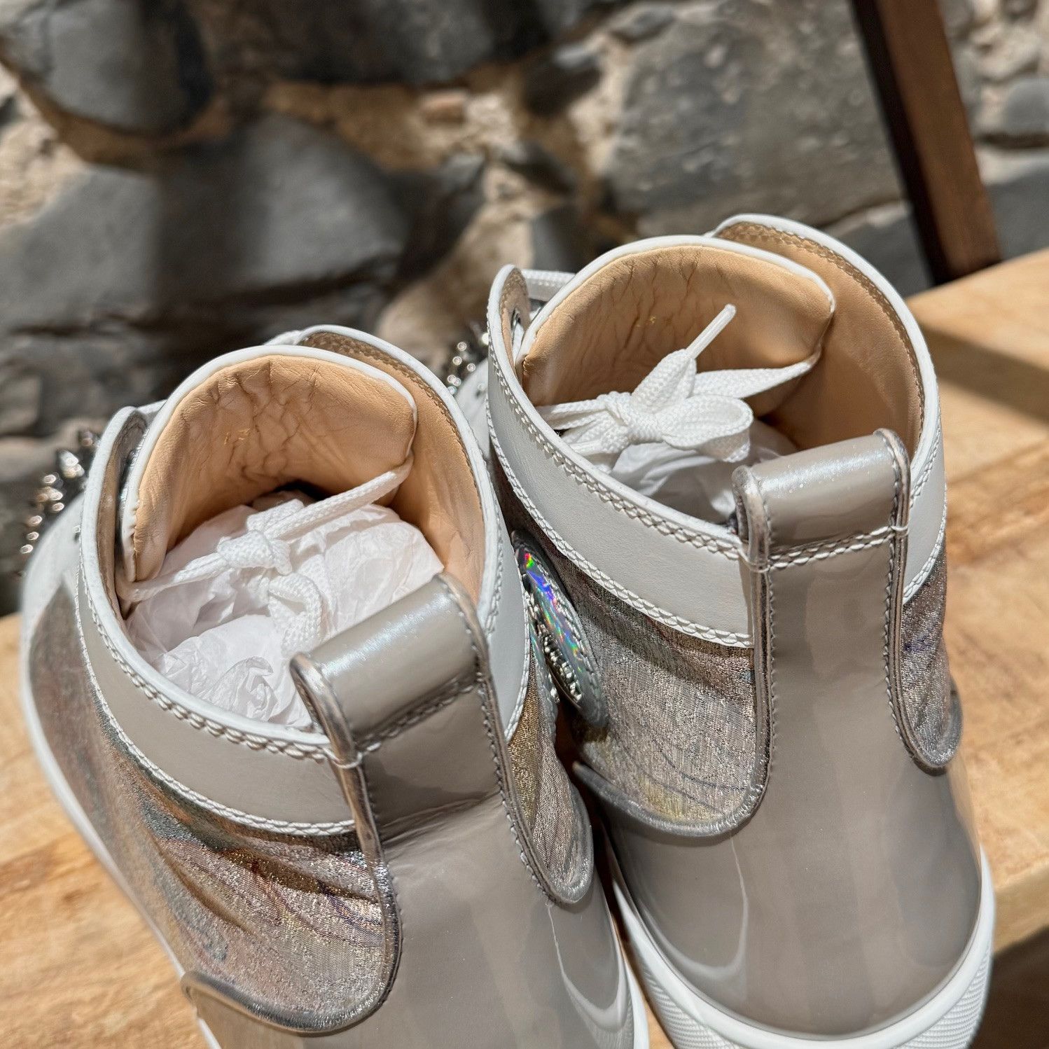Christian Louboutin Christian Louboutin Lou Spikes Flame Lurex High-top Sneakers Size US 10.5 / EU 43-44 - 6 Thumbnail