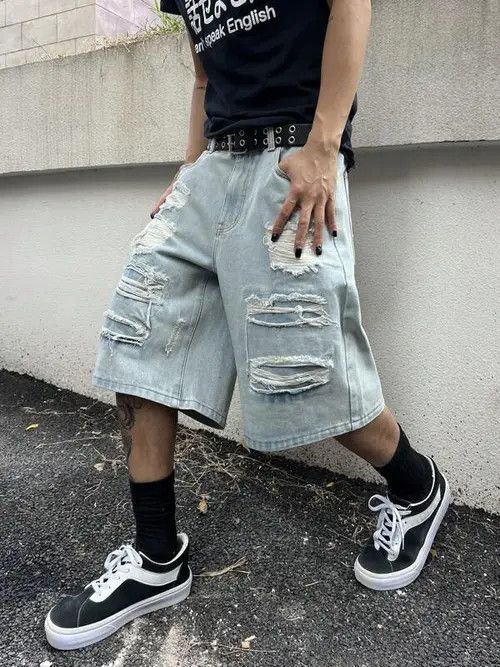 Japanese Brand × Vintage WASHED Y2K distressed denim jorts shorts Size US 32 / EU 48 - 4 Thumbnail