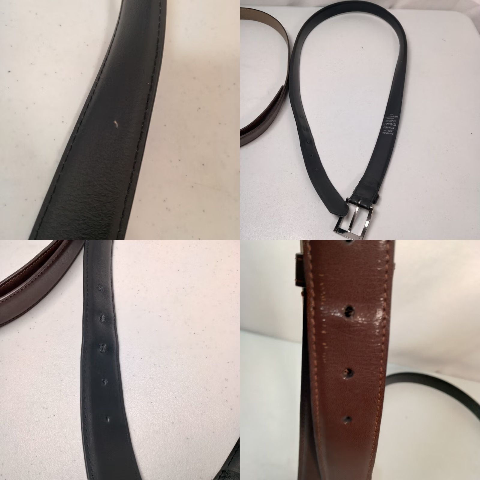 Vintage Mens Belt Pair Size 38 Coated Italian Leather Brown And Black Adjustable 1.25 Size US XXS / EU 40 - 9 Thumbnail