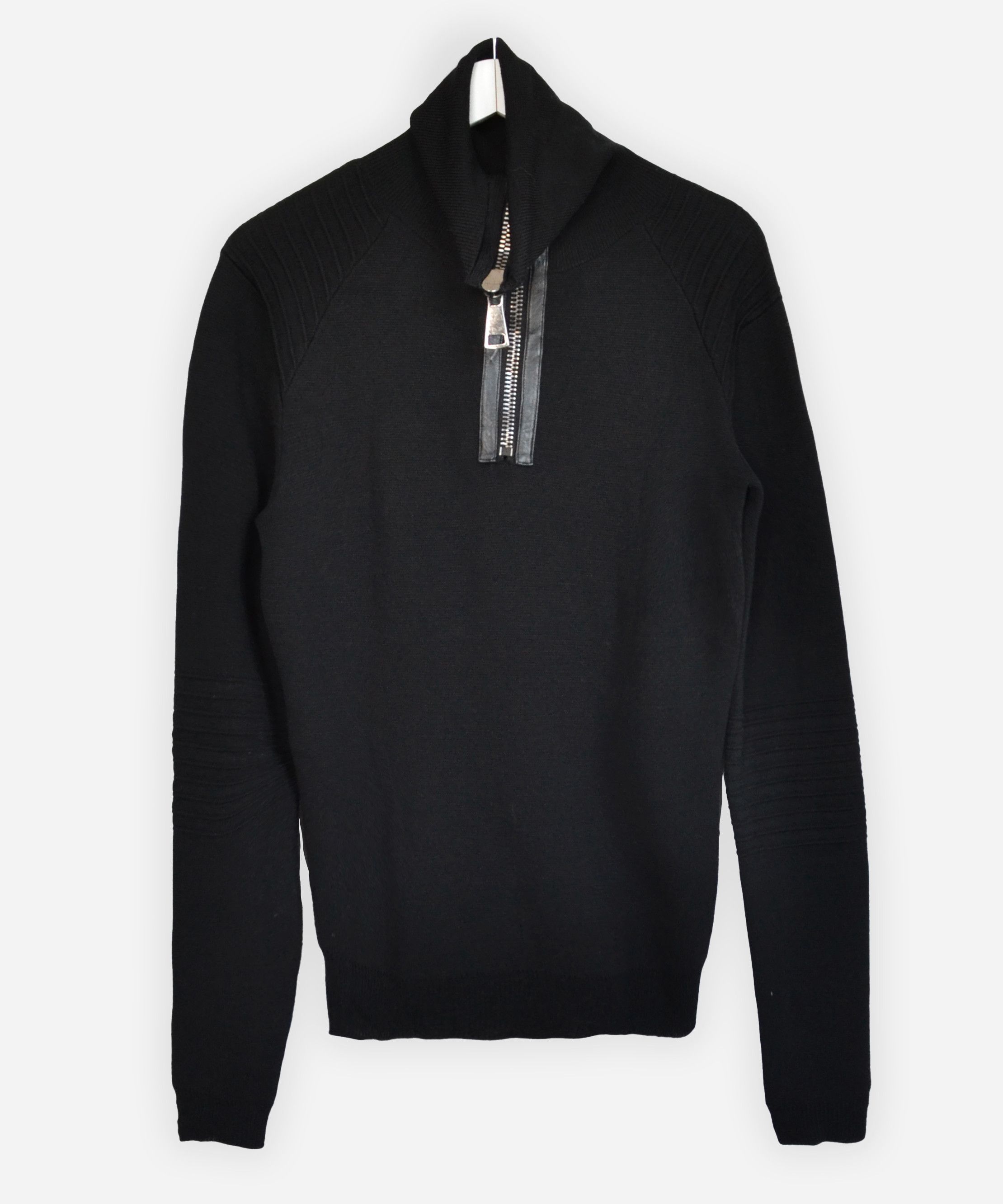 Les Hommes LES HOMMES Sweater Wool Knit Zip Metal Jumper Leather Size US M / EU 48-50 / 2 - 2 Thumbnail