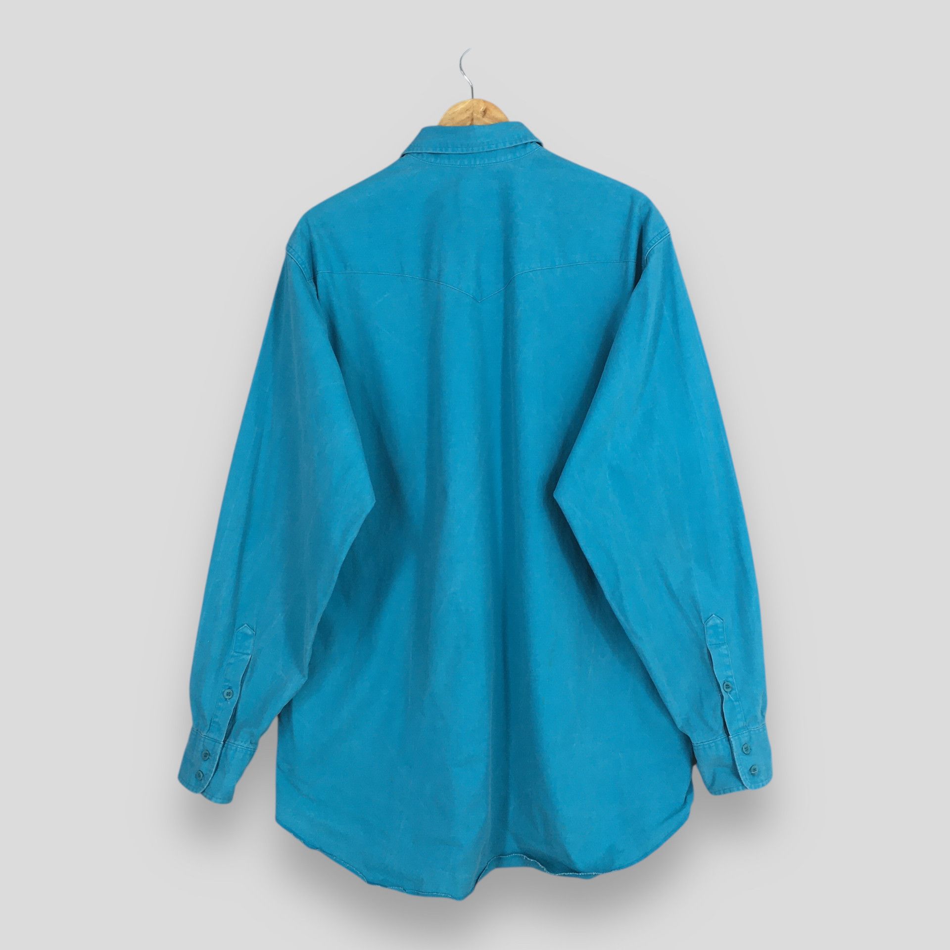 Wrangler Vintage 1980s Wrangler Green Turqoise Plain Shirt XL Size US XL / EU 56 / 4 - 6 Thumbnail