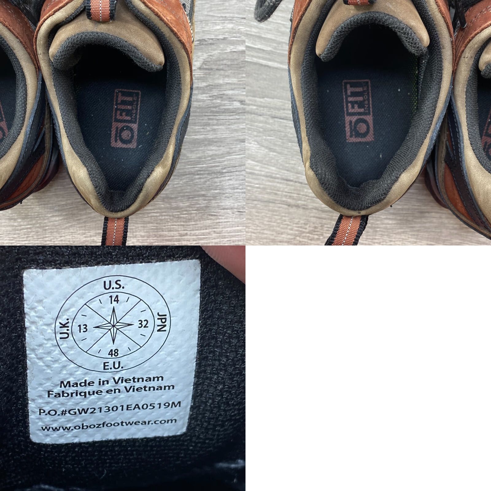 Oboz OBOZ Dry Waterproof Brown Leather Lace Up Low Top Mountain Hiking Shoes Mens 14 Size US L / EU 52-54 / 3 - 8 Thumbnail