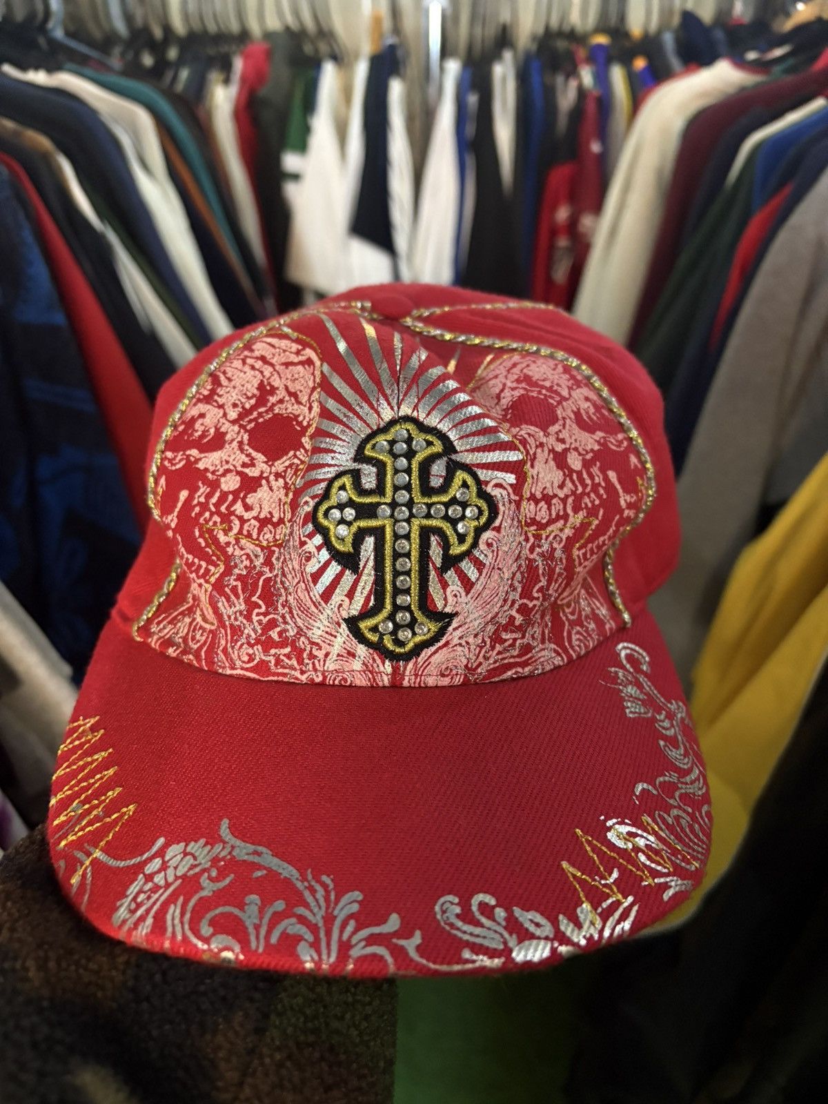 Affliction × Japanese Brand × Vintage Y2K Cross Skeleton Grunge Hat Size ONE SIZE - 1 Thumbnail