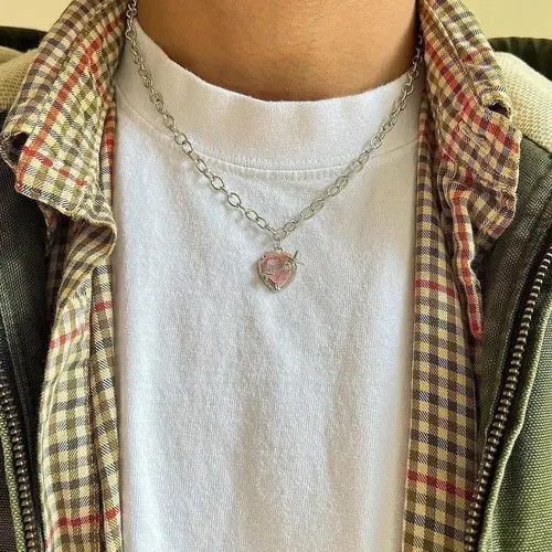 Jewelry y2k 2000s choker heart crystal star pendant silver necklace Size ONE SIZE - 7 Thumbnail