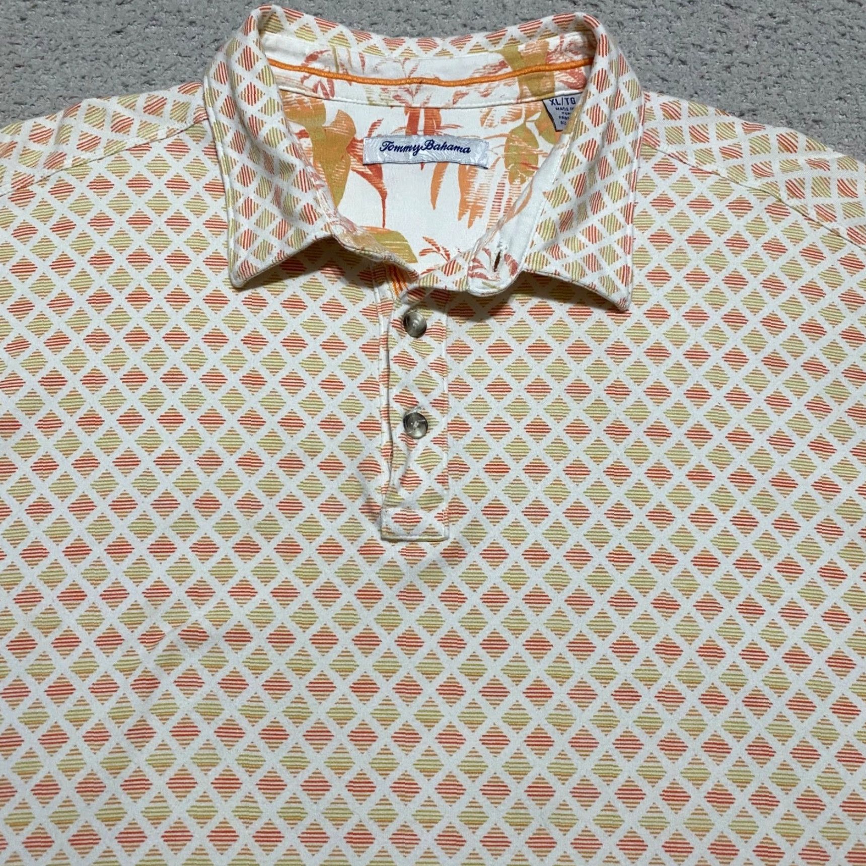 Tommy Bahama Tommy Bahama Polo Shirt Men XL Orange Plaid Check Short Sleeve Cotton Blend Shirt Size US XL / EU 56 / 4 - 6 Thumbnail