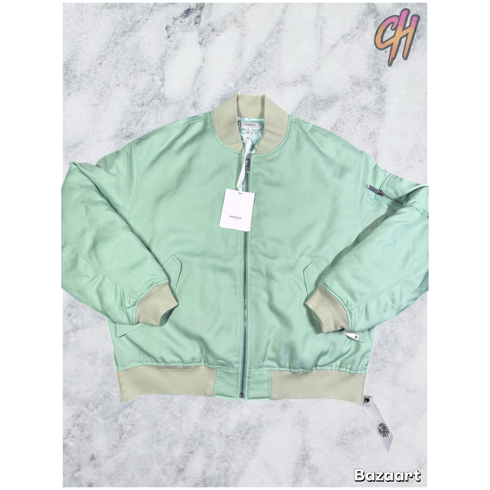 Bape Bape Black Teal Satin Bomber Jacket Size Large(MSRP: $900.00 Size US L / EU 52-54 / 3 - 1 Thumbnail