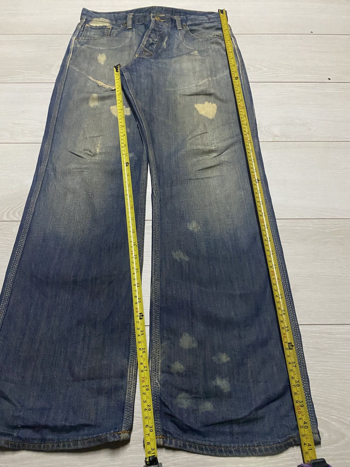 MLB × Polo Ralph Lauren Polo Raph Laurent Bleach Mud Wash Baggy Wide Leg Jeans Size US 31 - 18 Thumbnail