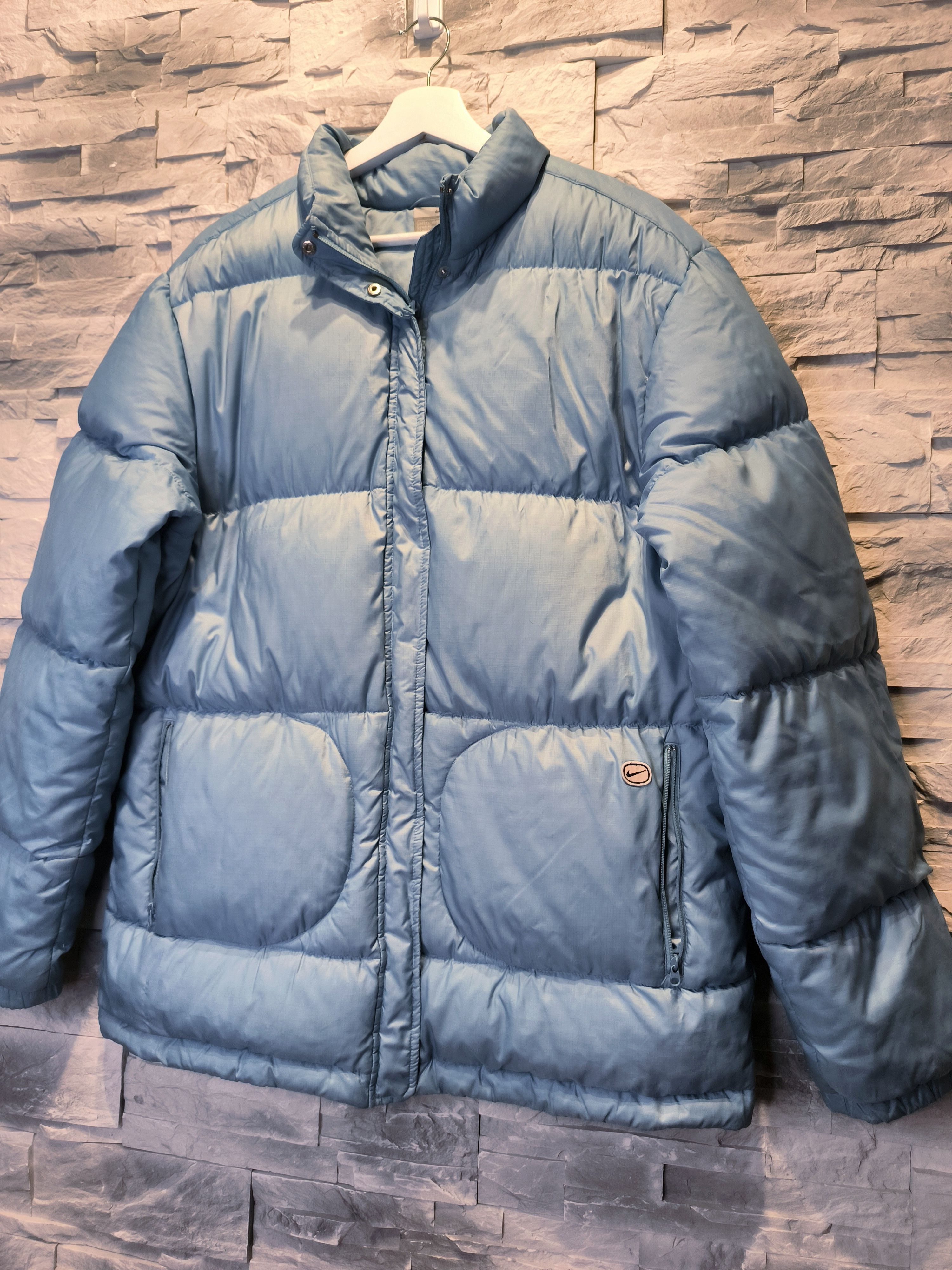Nike × Vintage Vintage Nike Puffer Baby Blue Jacket Winter Logo 00s Size US XL / EU 56 / 4 - 2 Thumbnail