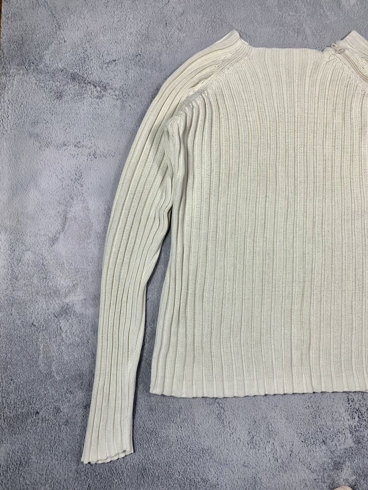 Japanese Brand Vintage Y2K Avant Garde 1/4 zip ribbed tailored sweater L Size L / US 10 / IT 46 - 2 Thumbnail