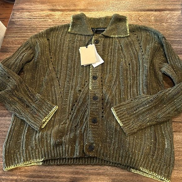 Andersson Bell NEW SSENSE ANDERSSON BELL Khaki Nep Cardigan large Size L / US 10 / IT 46 - 2 Thumbnail