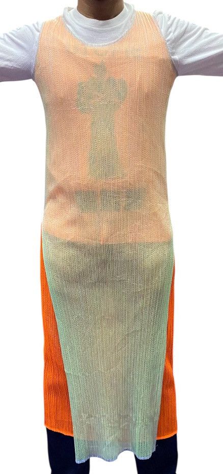 Pleats Please Issey Miyake Pleats Please Fluorescent Green Orange Mesh Overlay Dress Size L / US 10 / IT 46 - 5 Thumbnail