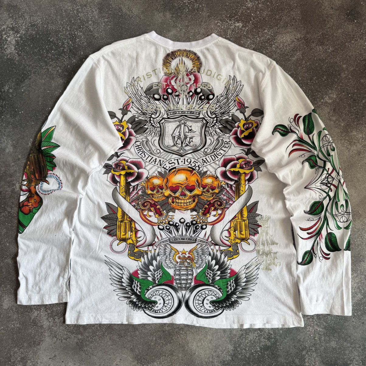 Ed Hardy Christian Audigier (Ed Hardy) Y2K Vintage Long Sleeve Top Size US XL / EU 56 / 4 - 3 Thumbnail