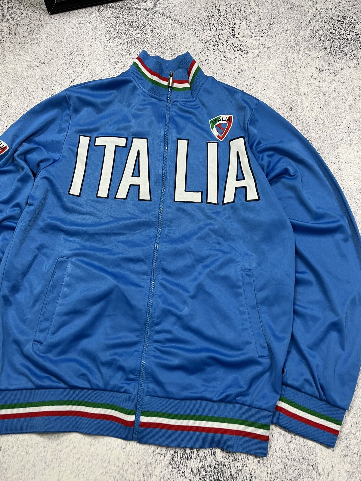Vintage Italia Big Logo Hype Track Jacket Rare Italy Drill Blockcore Size US L / EU 52-54 / 3 - 5 Thumbnail