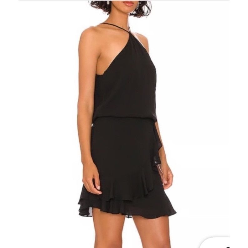 Krisa Asymmetrical Ruffle Halter Black KRISA NWT Size XS Retai Size XS / US 0-2 / IT 36-38 - 3 Thumbnail