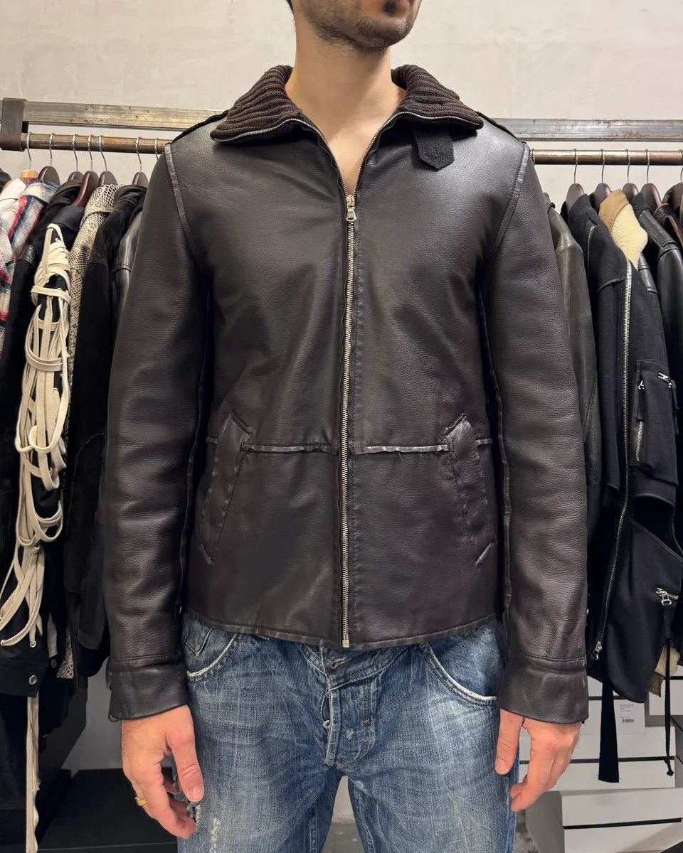 Designer × Dolce & Gabbana × Vintage 2000s Dolce & Gabbana Brown Leather Jacket Size US M / EU 48-50 / 2 - 2 Thumbnail