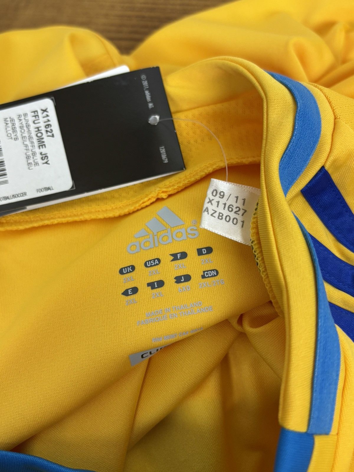 Adidas NWT Adidas Ukraine 2012 Home Kit Soccer Football Jersey XXL Size US XXL / EU 58 / 5 - 10 Thumbnail