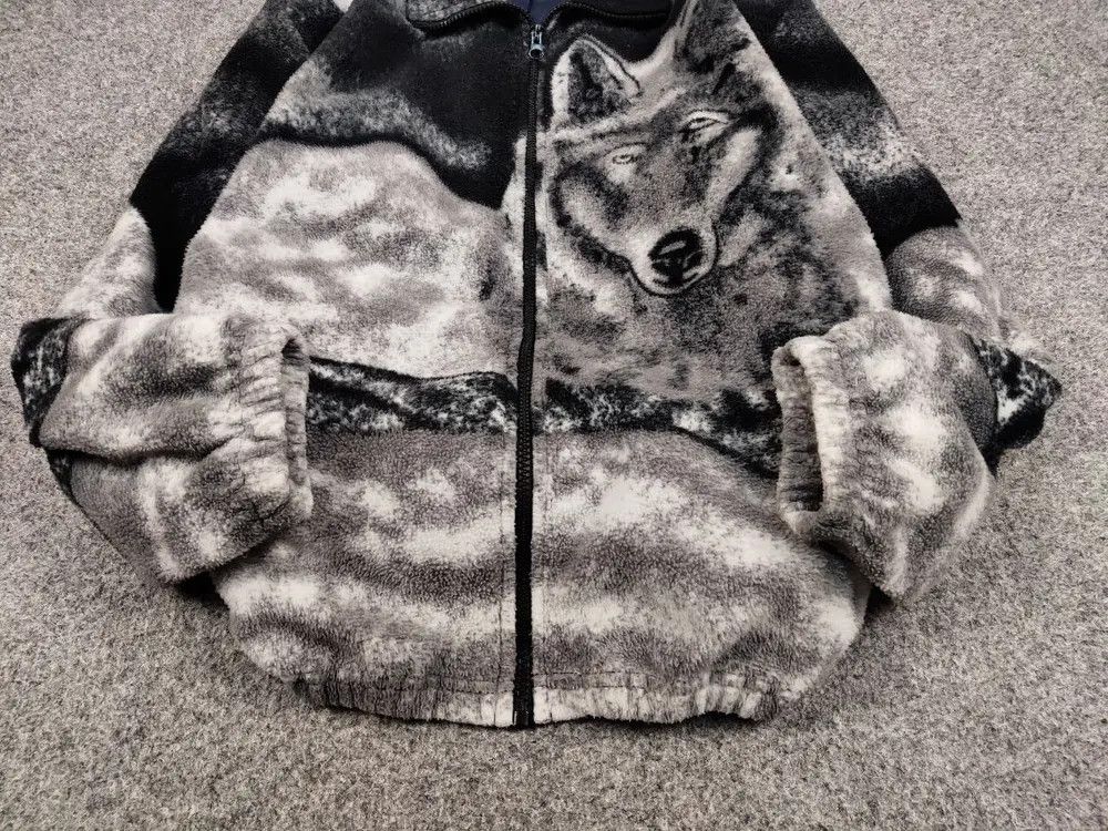 Japanese Brand Vintage 90's Fleece Zip Jacket Over Art Winter Wolf Hype Size US M / EU 48-50 / 2 - 4 Thumbnail