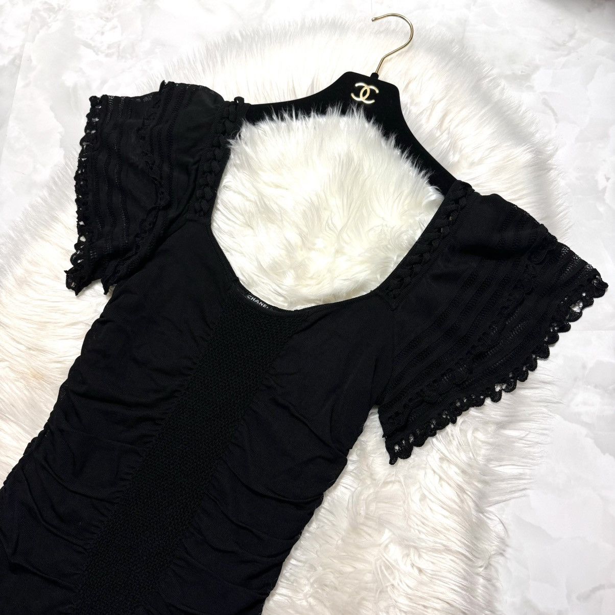 Chanel Chanel short sleeve frill lace stretch dress Size S / US 4 / IT 40 - 7 Thumbnail