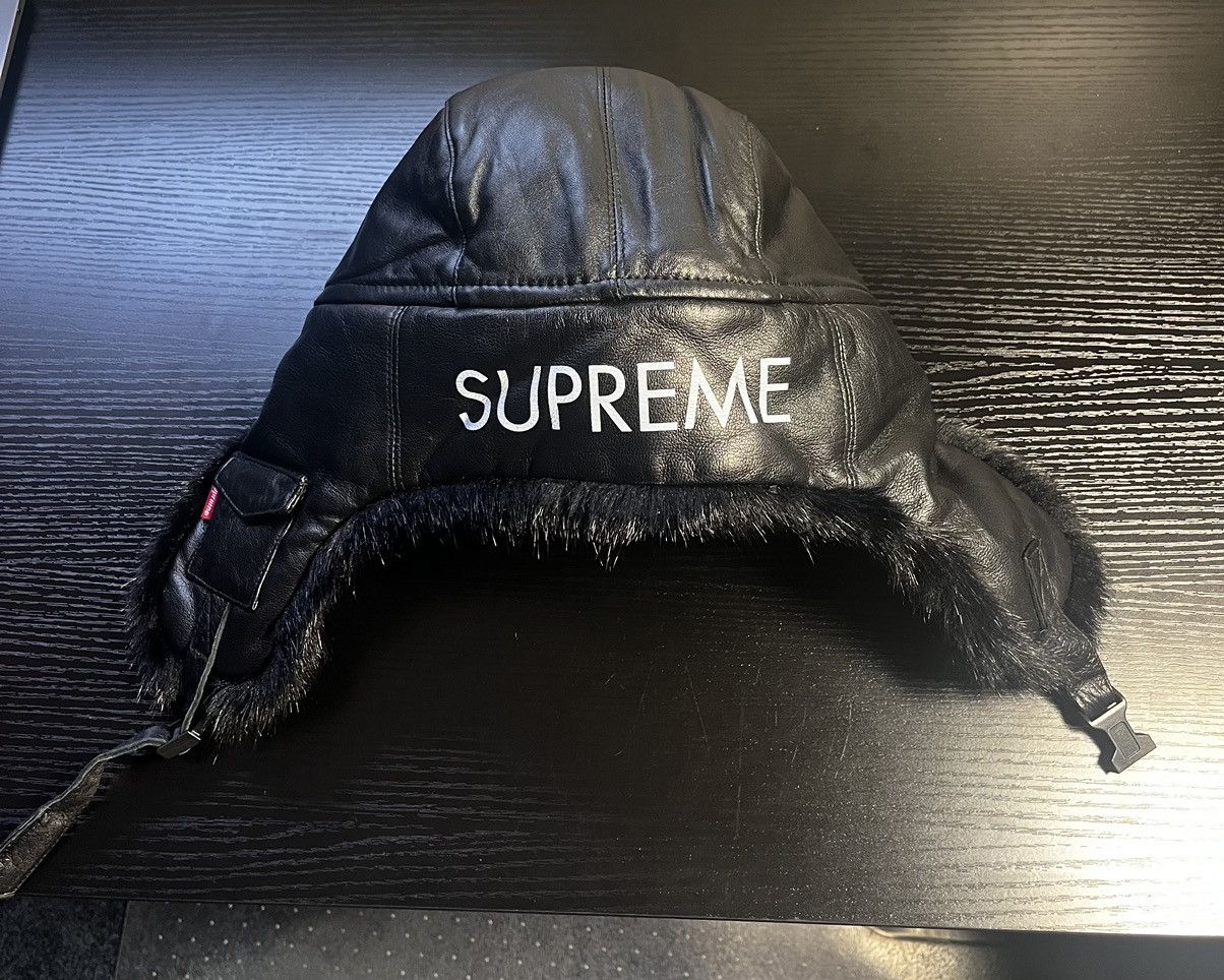 image of Supreme Leather Trooper Fw16 in Black, Men's