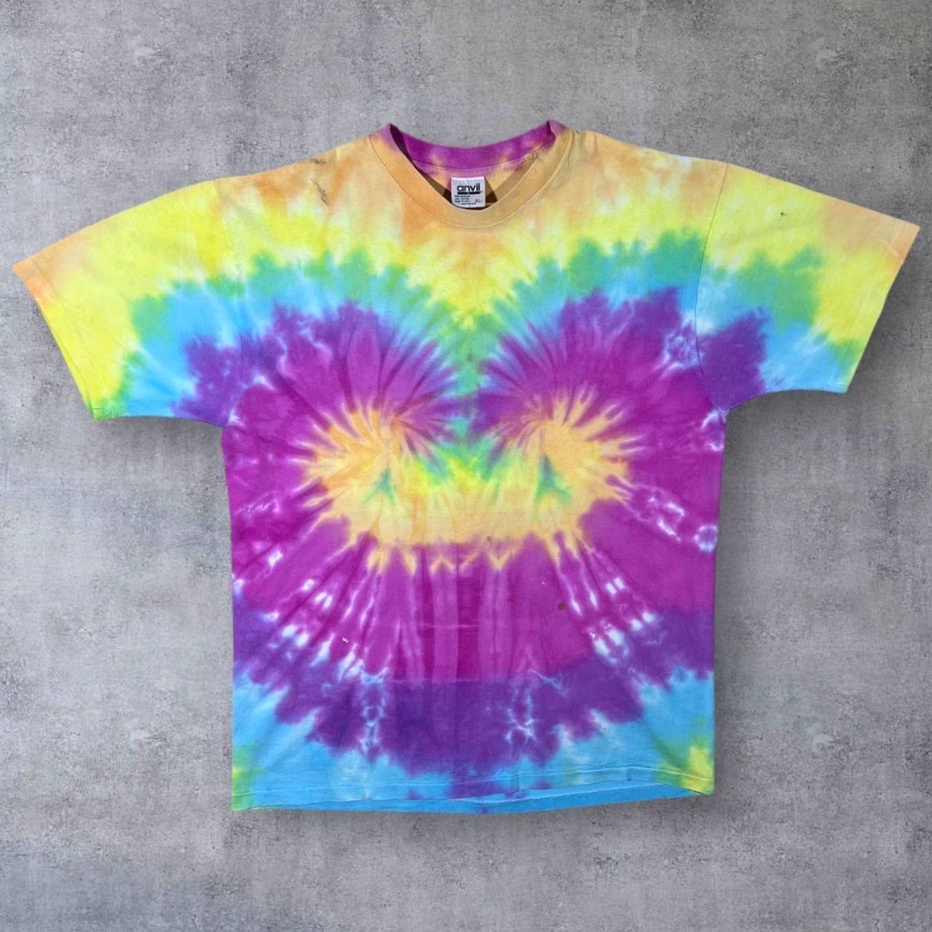 Anvil VINTAGE Anvil T-Shirt Multicolour Tie Dye 90s XL L Short Sleeve Round Neck Mens Works Blank Single Stitch T-Shirt Size US L / EU 52-54 / 3 - 2 Thumbnail