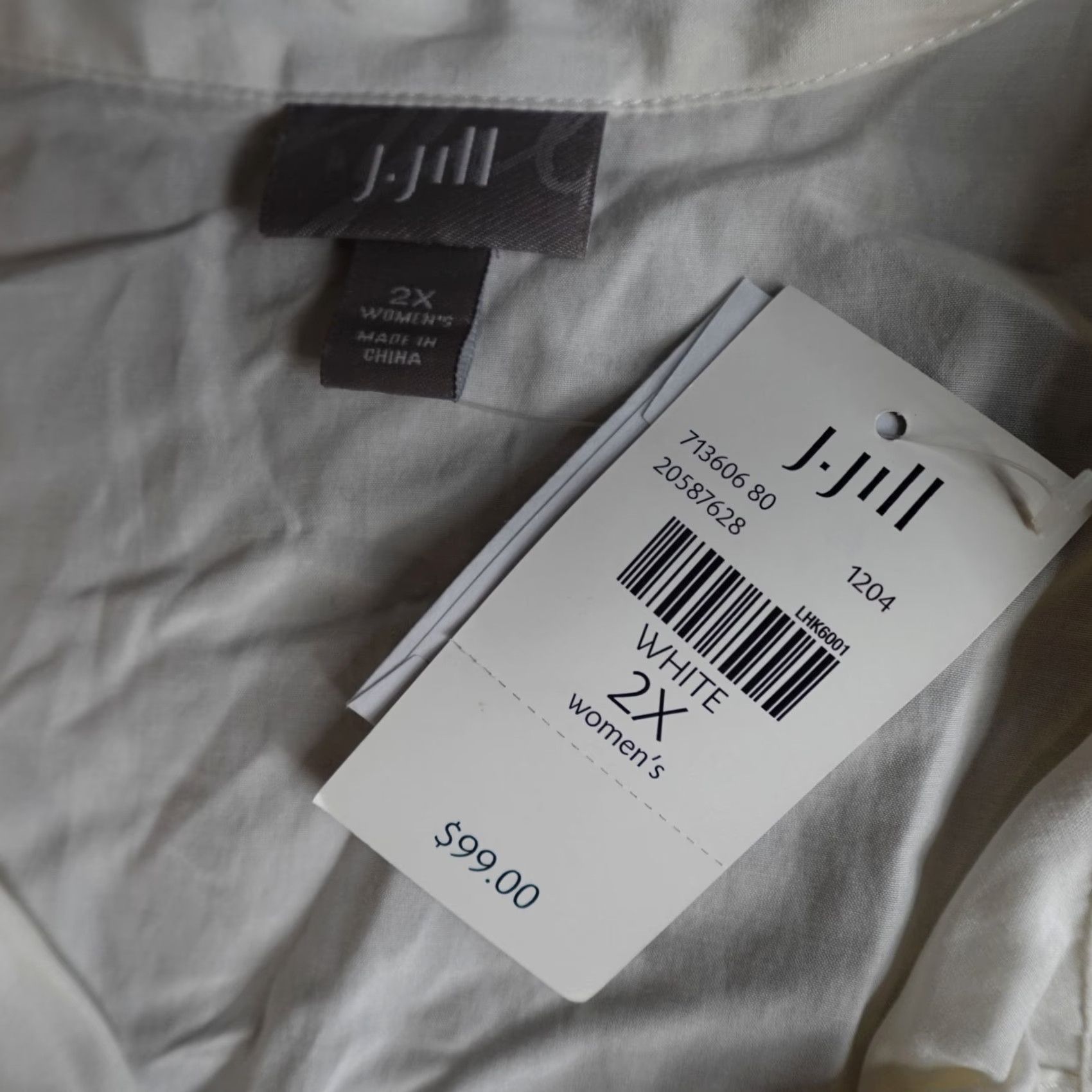 J. Jill J.Jill Womens Button-Up Shirt 2XL White Silk Cotton Blend Casual Long Sleeve Collared Ivory Creamy Ships Next Day Size XXL / US 16-18 / IT 52-54 - 2 Thumbnail