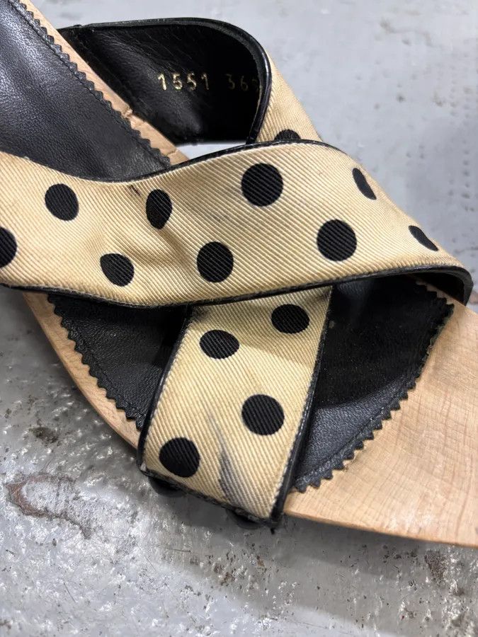 Saint Laurent Paris 2000s Yves Saint Laurent Dot Cream Sandals Heels Size US 7 / IT 37 - 8 Thumbnail