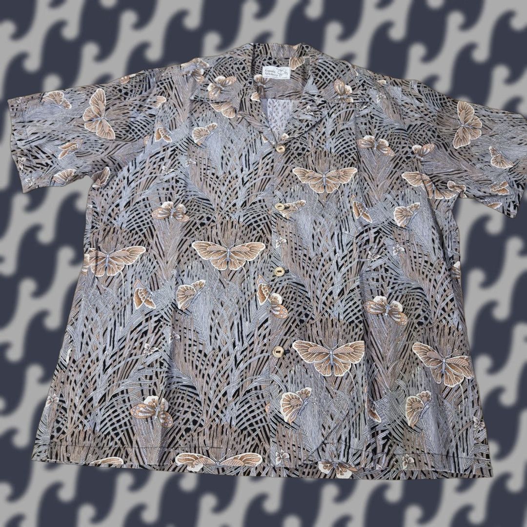 Vintage Kapaia Stitchery Hawaiian Shirt Mens Large Aloha Butterfly Camp Collar Size US XL / EU 56 / 4 - 1 Thumbnail